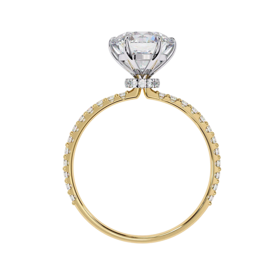 Mira Round Pavé Solitaire - round brilliant pavé engagement ring - in 9ct white gold - Lucano