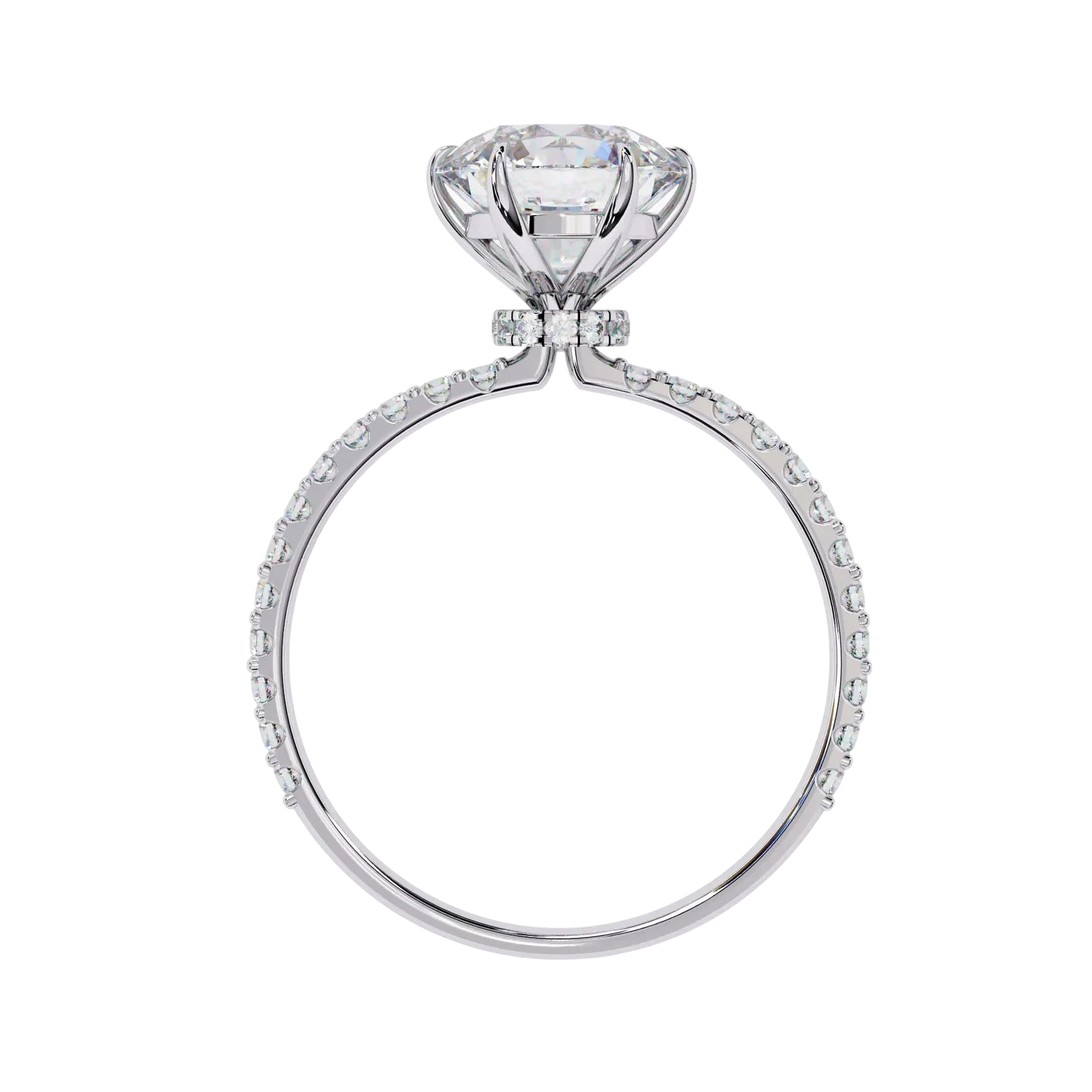 Mira Round Pavé Solitaire - round brilliant pavé engagement ring - in 18ct white gold - Lucano