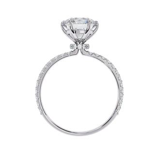 Mira Round Pavé Solitaire - round brilliant pavé engagement ring - in 18ct white gold - Lucano