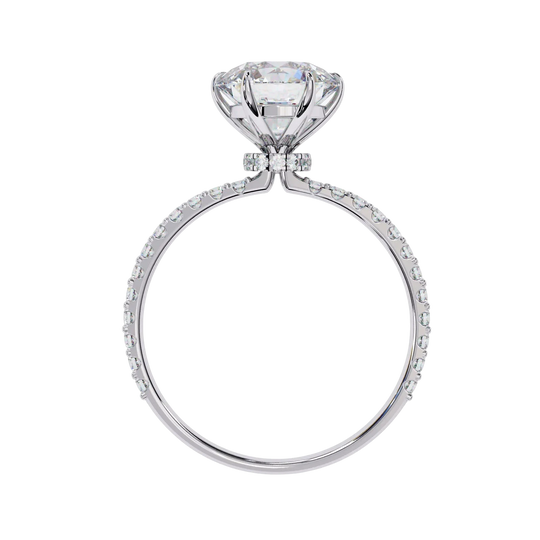 Mira Round Pavé Solitaire - round brilliant pavé engagement ring - in 18ct white gold - Lucano