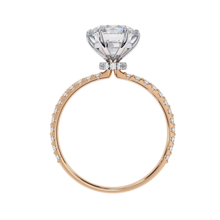 Mira Round Pavé Solitaire - round brilliant pavé engagement ring - in 9ct rose gold - Lucano