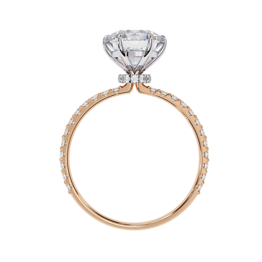 Mira Round Pavé Solitaire - round brilliant pavé engagement ring - in 9ct rose gold - Lucano
