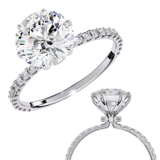 Mira Round Pavé Solitaire - round brilliant pavé engagement ring - in 18ct rose gold - Lucano