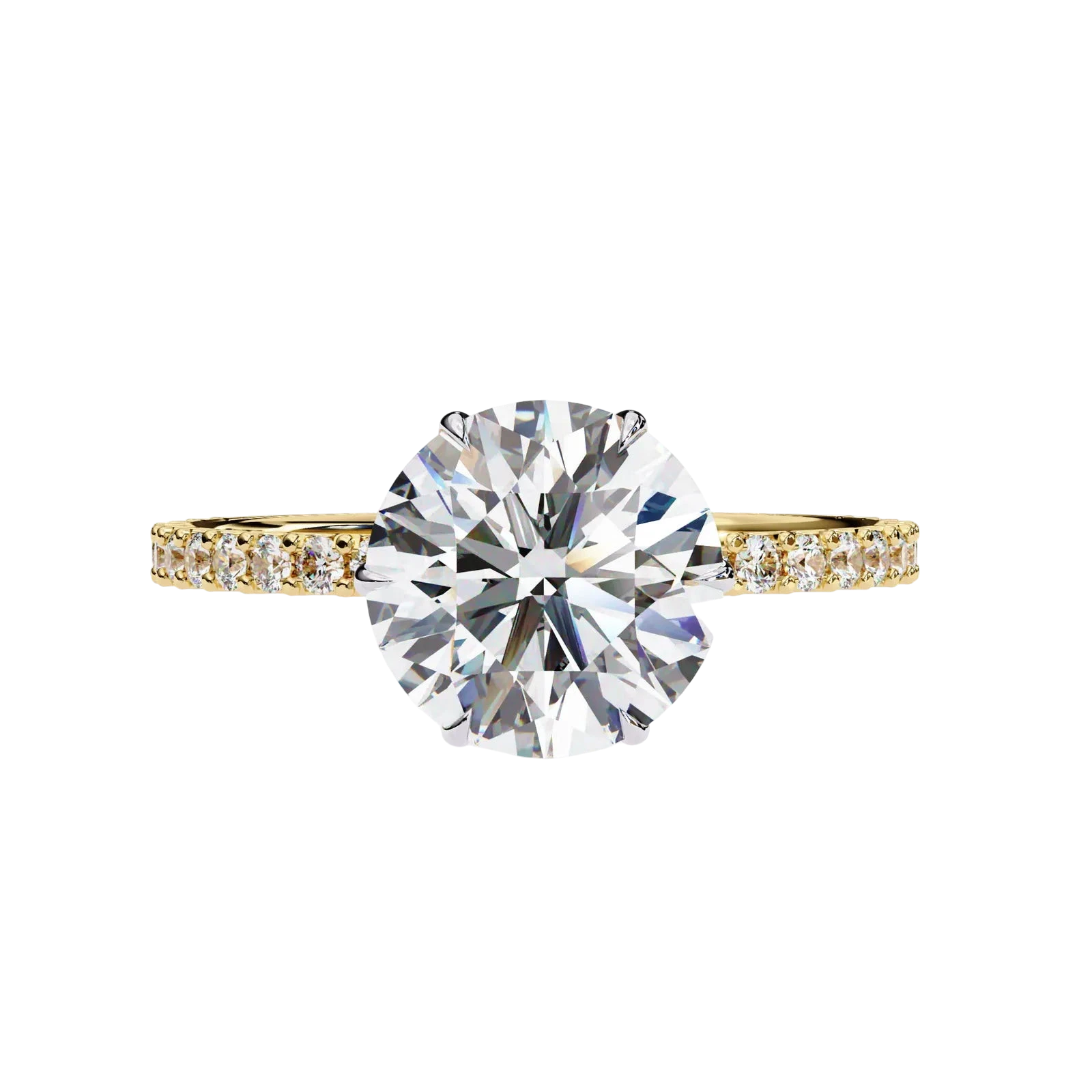 Mira Round Pavé Solitaire - round brilliant pavé engagement ring - side profile - Lucano