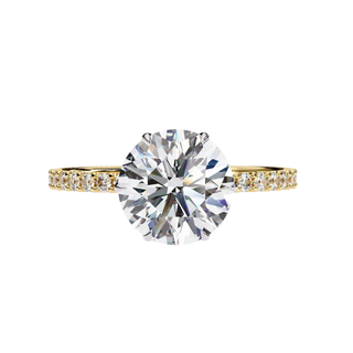 Mira Round Pavé Solitaire - round brilliant pavé engagement ring - side profile - Lucano
