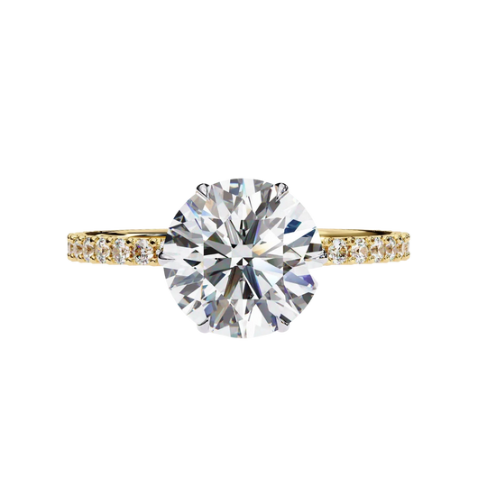 Mira Round Pavé Solitaire - round brilliant pavé engagement ring - side profile - Lucano