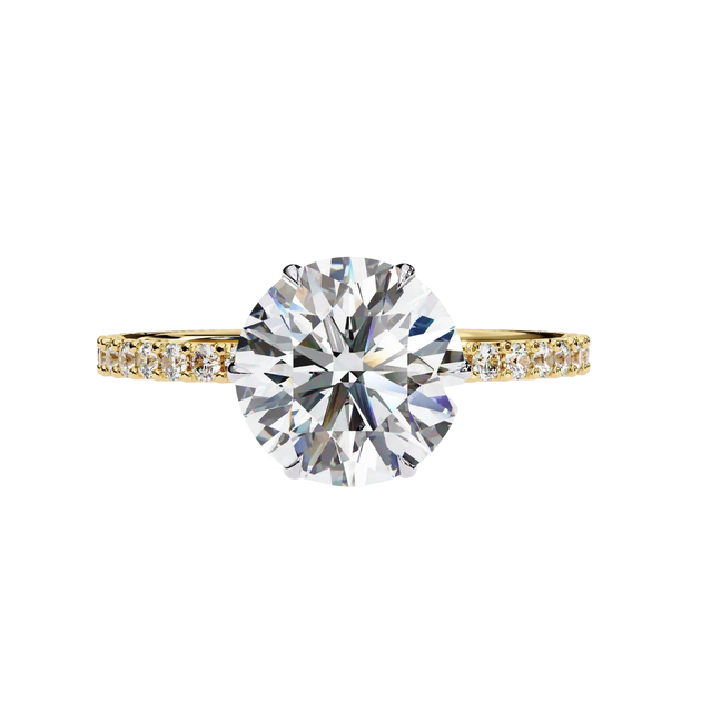Mira Round Pavé Solitaire - round brilliant pavé engagement ring - side profile - Lucano