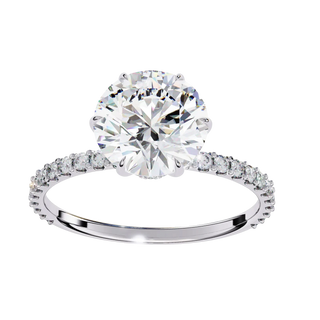 Mira Round Pavé Solitaire - round brilliant pavé engagement ring - detail close-up - Lucano