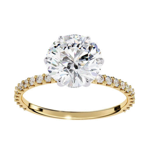 Mira Round Pavé Solitaire - round brilliant pavé engagement ring - top view - Lucano