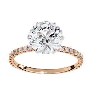 Mira Round Pavé Solitaire - round brilliant pavé engagement ring - on hand - Lucano