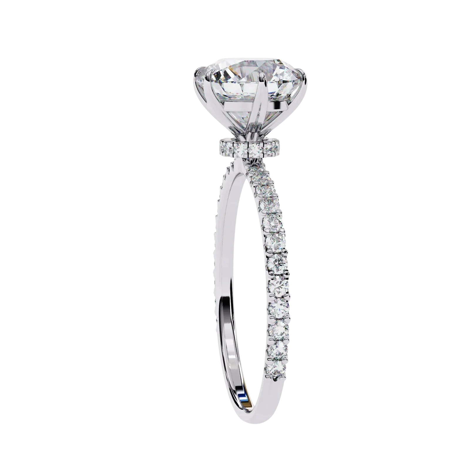 Mira Round Pavé Solitaire - round brilliant pavé engagement ring - in 9ct yellow gold - Lucano