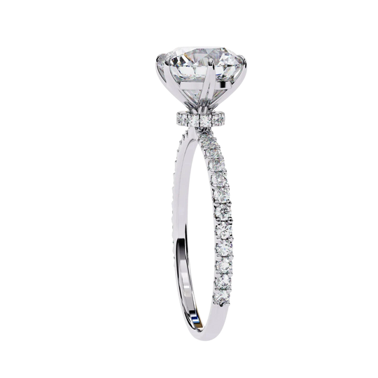 Mira Round Pavé Solitaire - round brilliant pavé engagement ring - in 9ct yellow gold - Lucano