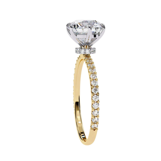 Mira Round Pavé Solitaire - round brilliant pavé engagement ring - in 18ct yellow gold - Lucano