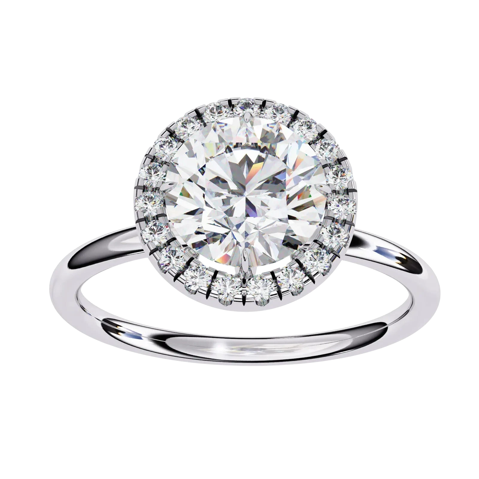 Halo Lumina Round Solitaire - round halo engagement ring - in 9ct white gold - Lucano