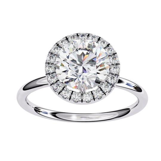 Halo Lumina Round Solitaire - round halo engagement ring - in 9ct white gold - Lucano