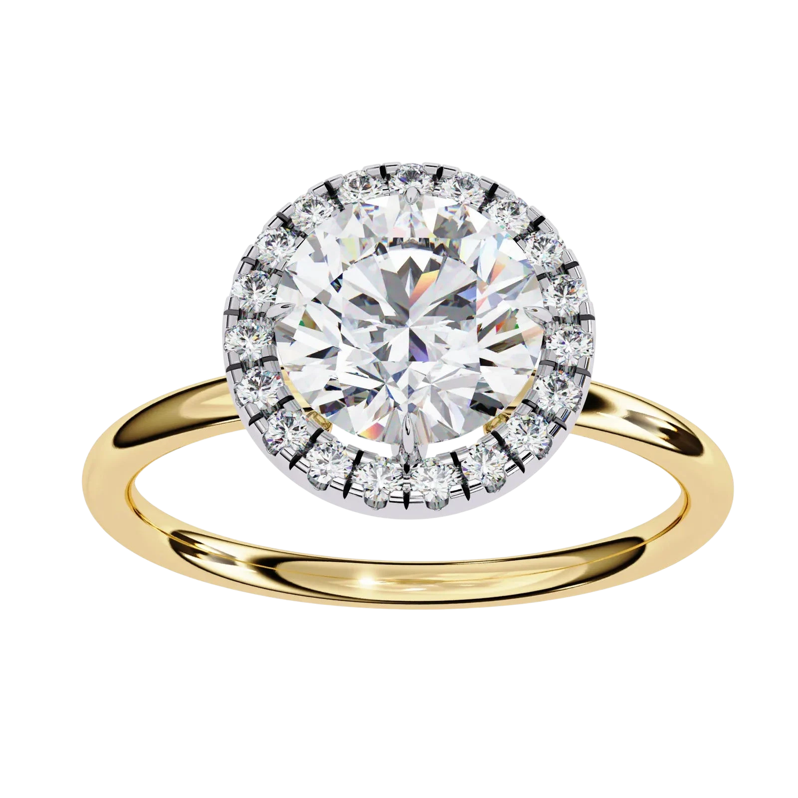 Halo Lumina Round Solitaire - round halo engagement ring - in 18ct white gold - Lucano