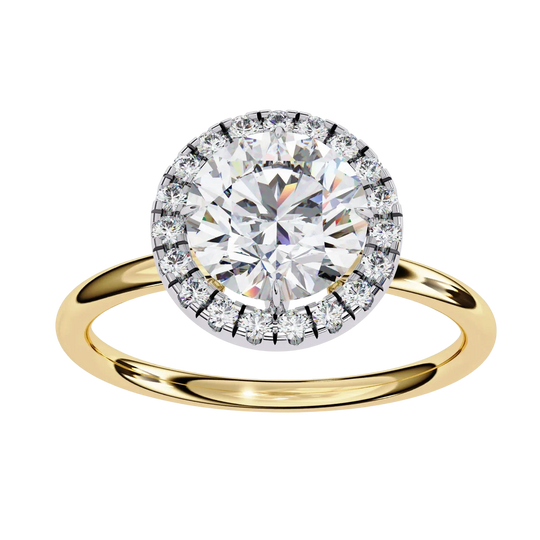 Halo Lumina Round Solitaire - round halo engagement ring - in 18ct white gold - Lucano