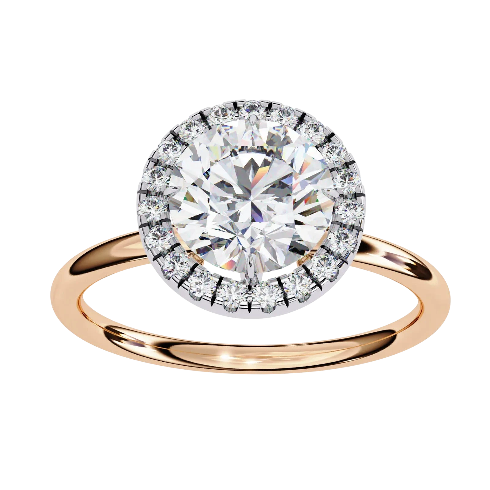 Halo Lumina Round Solitaire - round halo engagement ring - in 9ct rose gold - Lucano
