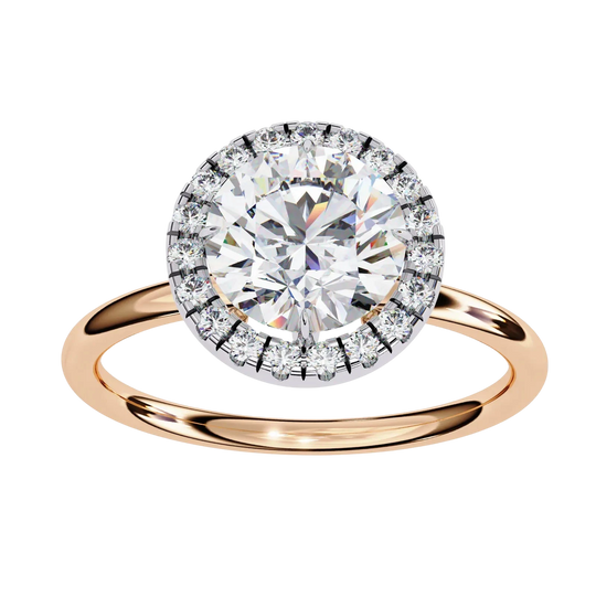 Halo Lumina Round Solitaire - round halo engagement ring - in 9ct rose gold - Lucano