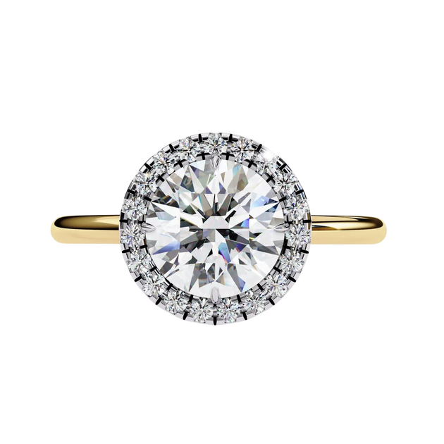 Halo Lumina Round Solitaire - round halo engagement ring, handcrafted in Byron Bay, Australia by Lucano