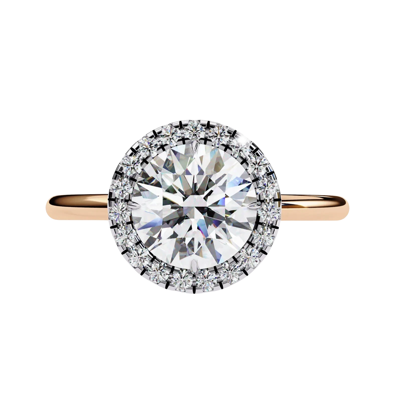 Halo Lumina Round Solitaire - round halo engagement ring - side profile - Lucano