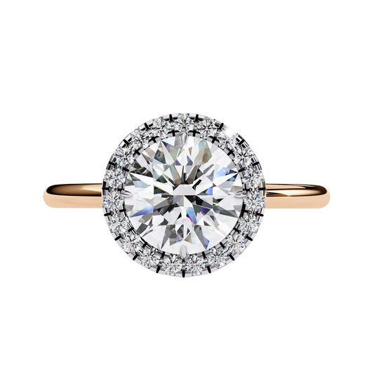 Halo Lumina Round Solitaire - round halo engagement ring - side profile - Lucano