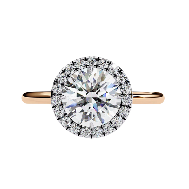 Halo Lumina Round Solitaire - round halo engagement ring - side profile - Lucano