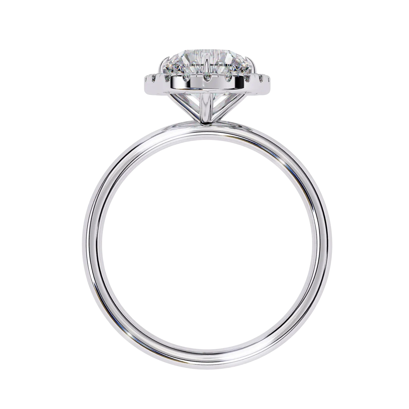 Halo Lumina Round Solitaire - round halo engagement ring - angled view - Lucano