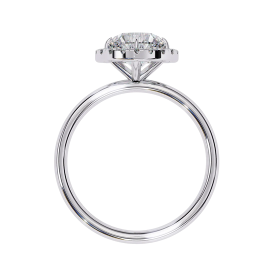 Halo Lumina Round Solitaire - round halo engagement ring - angled view - Lucano