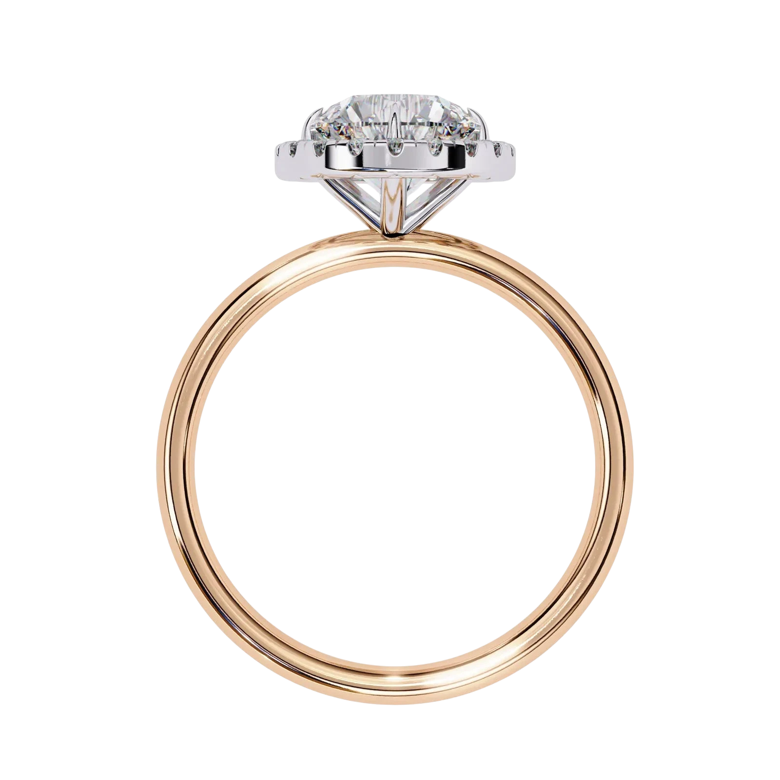 Halo Lumina Round Solitaire - round halo engagement ring - three-quarter view - Lucano