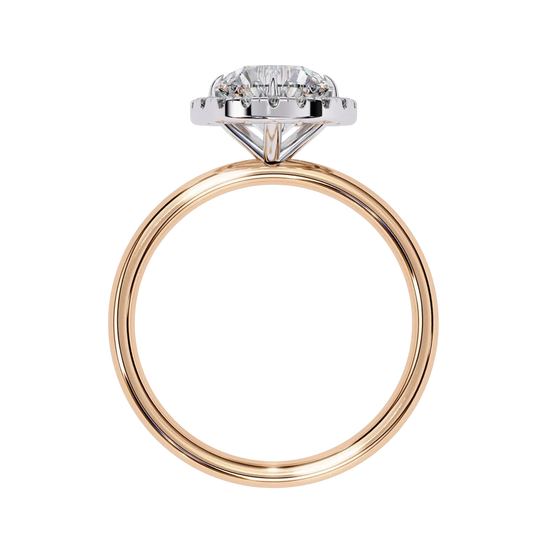 Halo Lumina Round Solitaire - round halo engagement ring - three-quarter view - Lucano