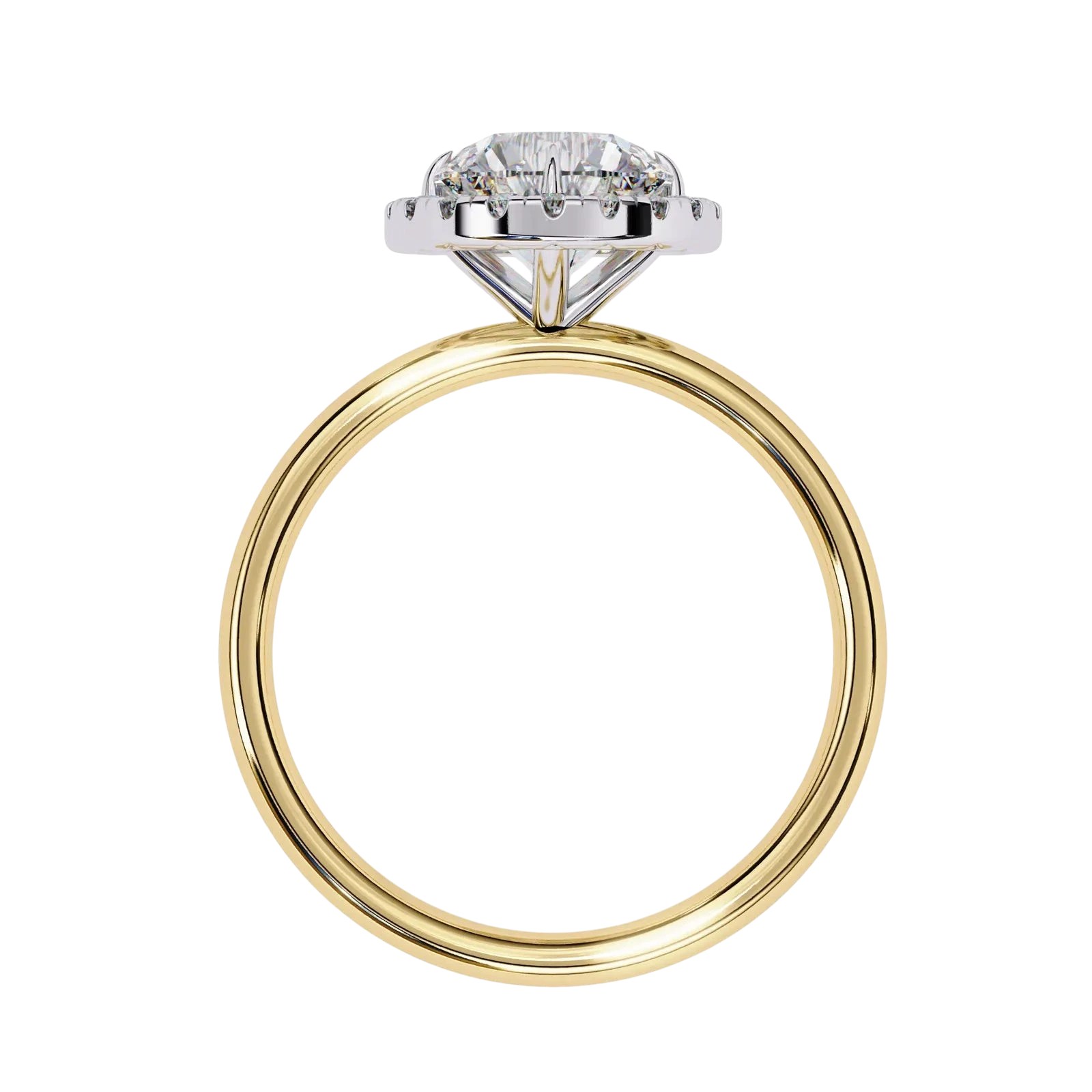 Halo Lumina Round Solitaire - round halo engagement ring - detail close-up - Lucano