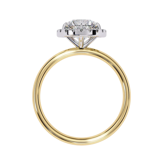 Halo Lumina Round Solitaire - round halo engagement ring - detail close-up - Lucano