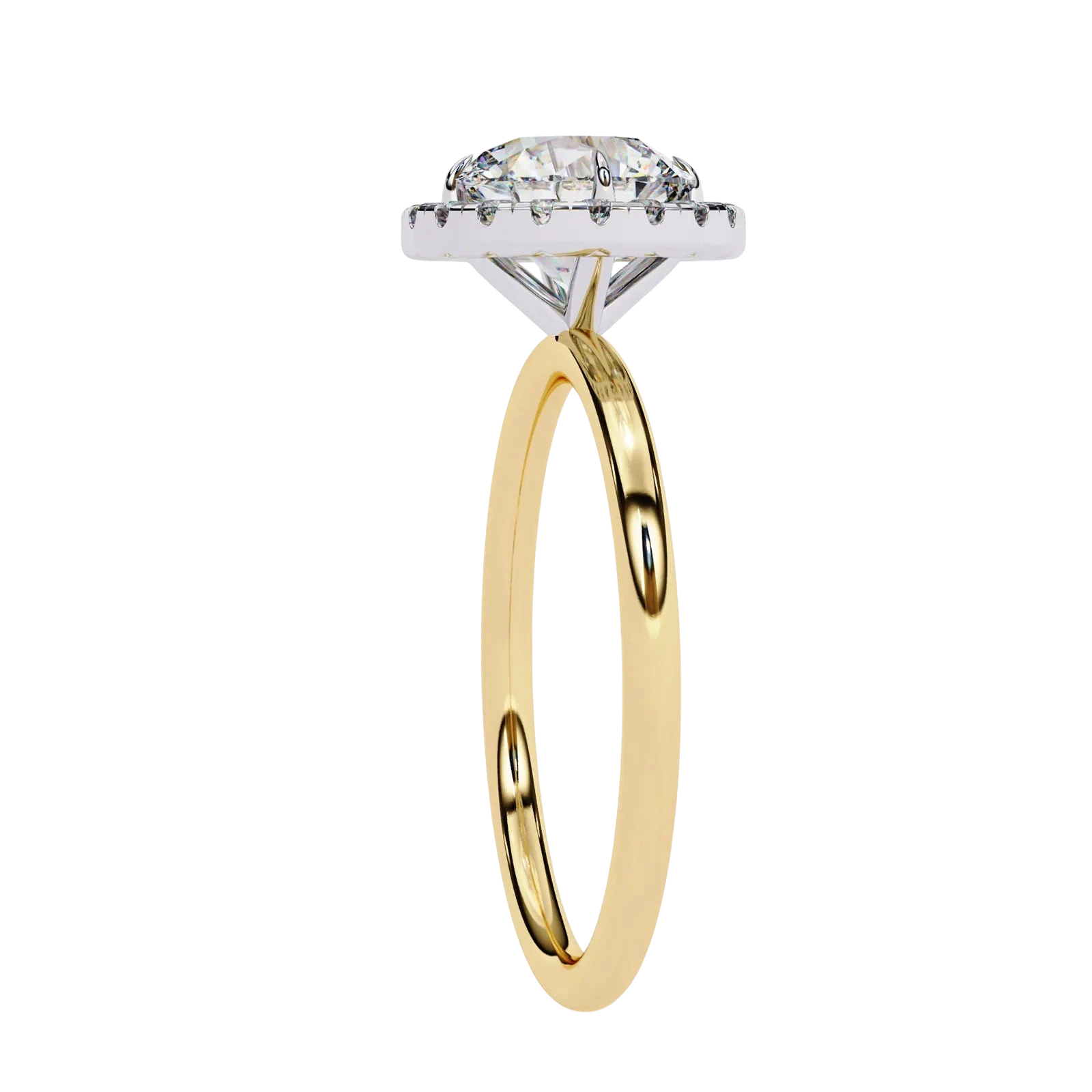 Halo Lumina Round Solitaire - round halo engagement ring - top view - Lucano