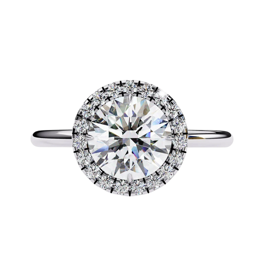 Halo Lumina Round Solitaire - round halo engagement ring - on hand - Lucano