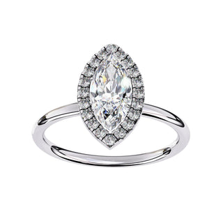 Halo Lumina Marquise Solitaire - marquise halo engagement ring - in 9ct white gold - Lucano