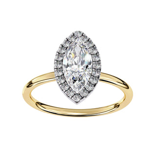 Halo Lumina Marquise Solitaire - marquise halo engagement ring - in 18ct white gold - Lucano