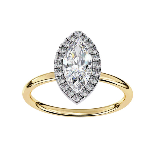 Halo Lumina Marquise Solitaire - marquise halo engagement ring - in 18ct white gold - Lucano