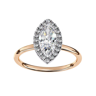 Halo Lumina Marquise Solitaire - marquise halo engagement ring - in 9ct rose gold - Lucano