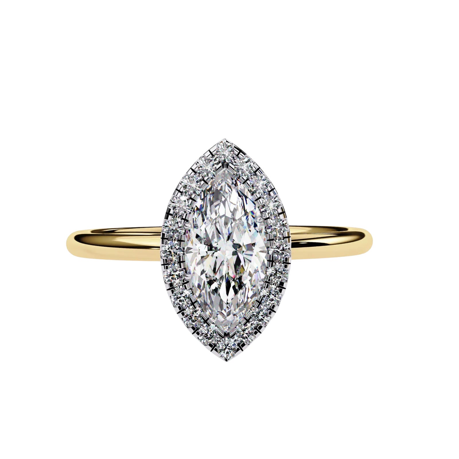 Halo Lumina Marquise Solitaire - marquise halo engagement ring, handcrafted in Byron Bay, Australia by Lucano