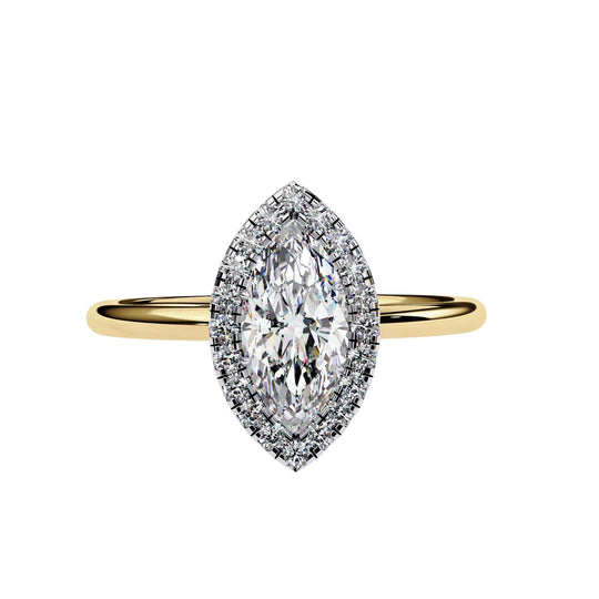 Halo Lumina Marquise Solitaire - marquise halo engagement ring, handcrafted in Byron Bay, Australia by Lucano