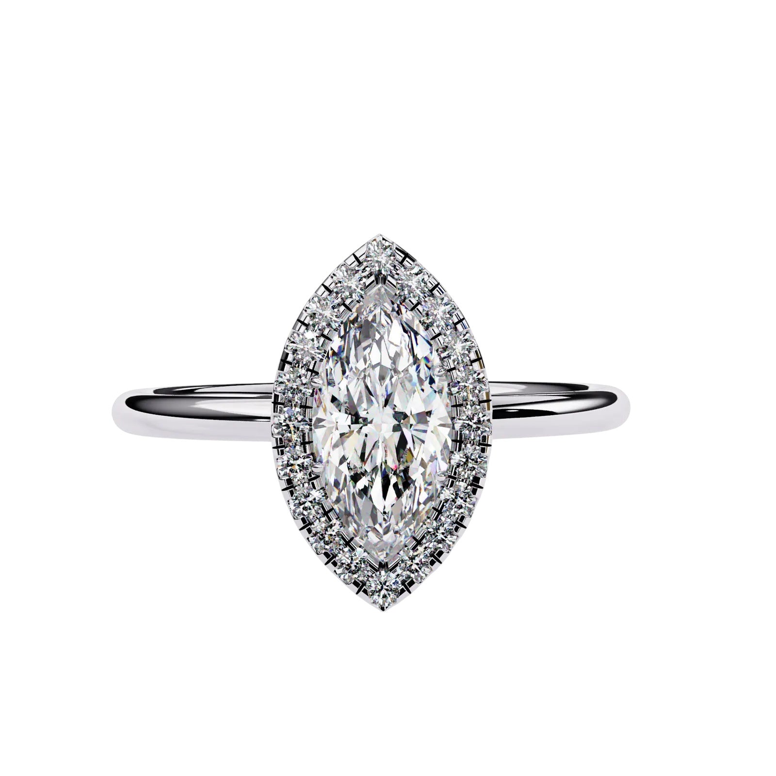 Halo Lumina Marquise Solitaire - marquise halo engagement ring - side profile - Lucano