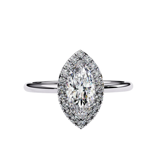 Halo Lumina Marquise Solitaire - marquise halo engagement ring - side profile - Lucano
