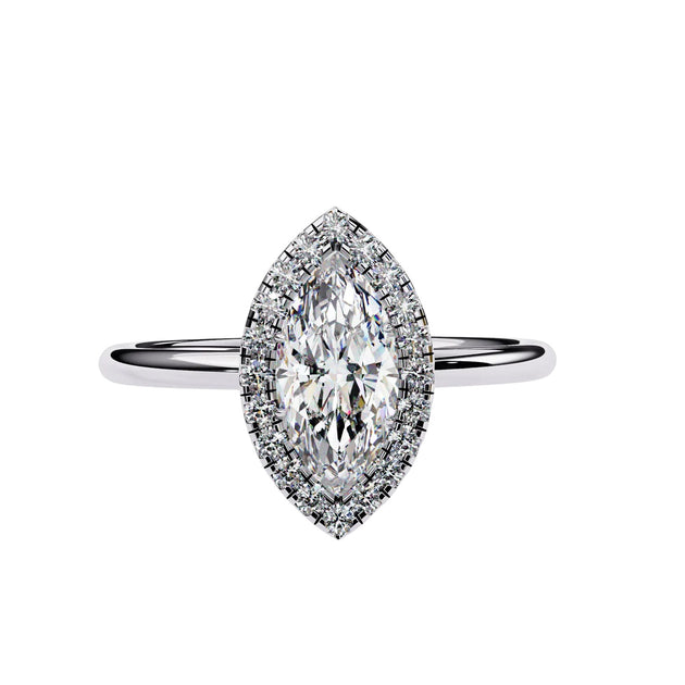 Halo Lumina Marquise Solitaire - marquise halo engagement ring - side profile - Lucano