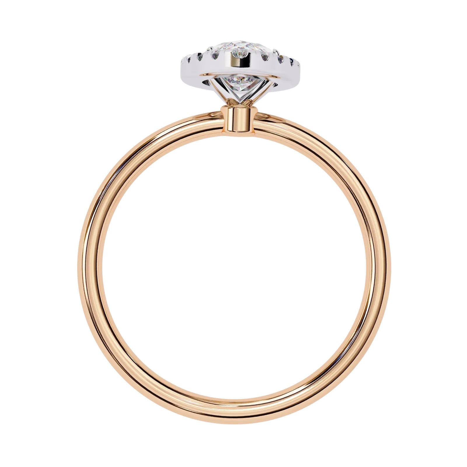 Halo Lumina Marquise Solitaire - marquise halo engagement ring - three-quarter view - Lucano