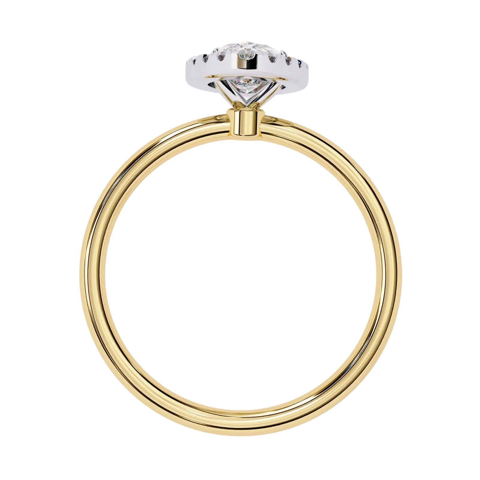 Halo Lumina Marquise Solitaire - marquise halo engagement ring - detail close-up - Lucano