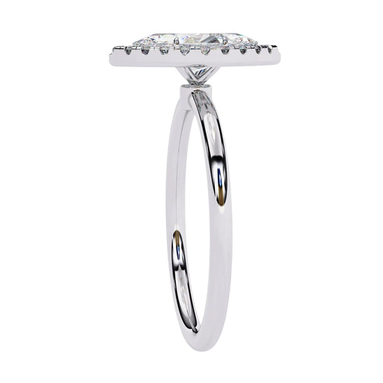 Halo Lumina Marquise Solitaire - marquise halo engagement ring - on hand - Lucano