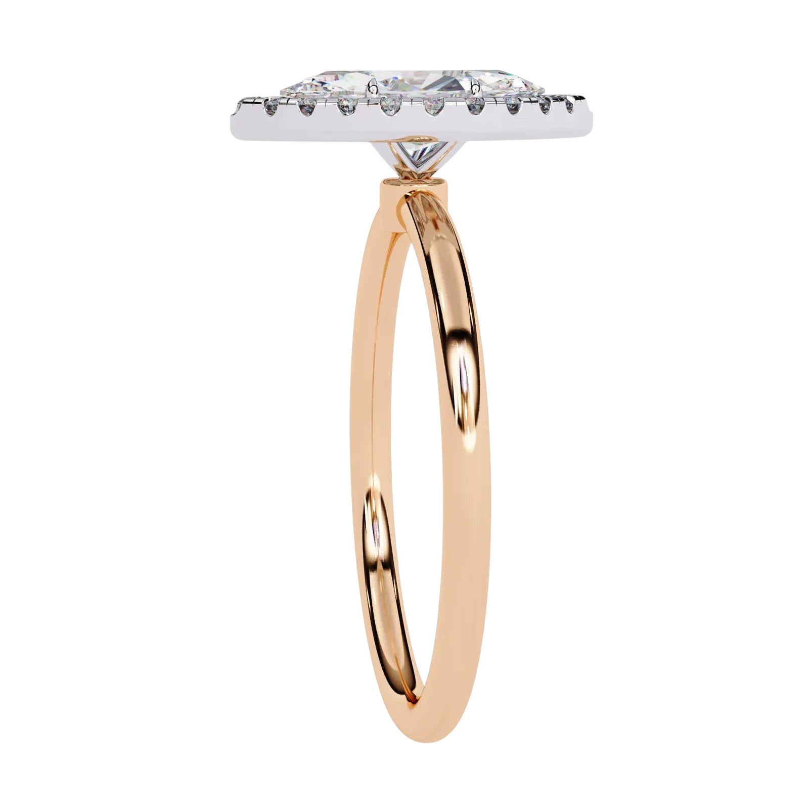 Halo Lumina Marquise Solitaire - marquise halo engagement ring - in 18ct yellow gold - Lucano