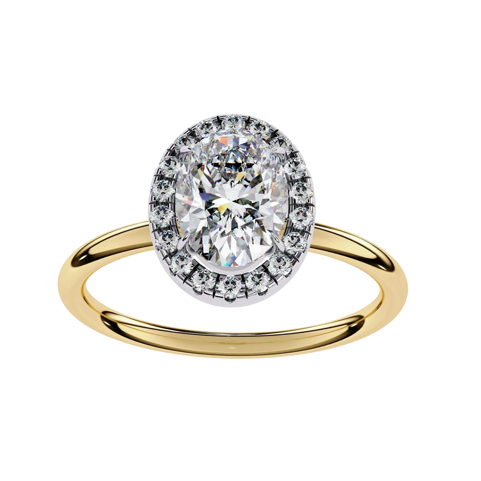 Halo Lumina Oval Solitaire - oval halo engagement ring - in 18ct white gold - Lucano