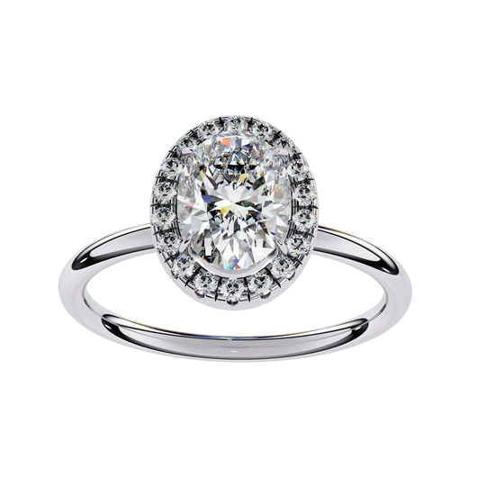 Halo Lumina Oval Solitaire - oval halo engagement ring - in 9ct rose gold - Lucano